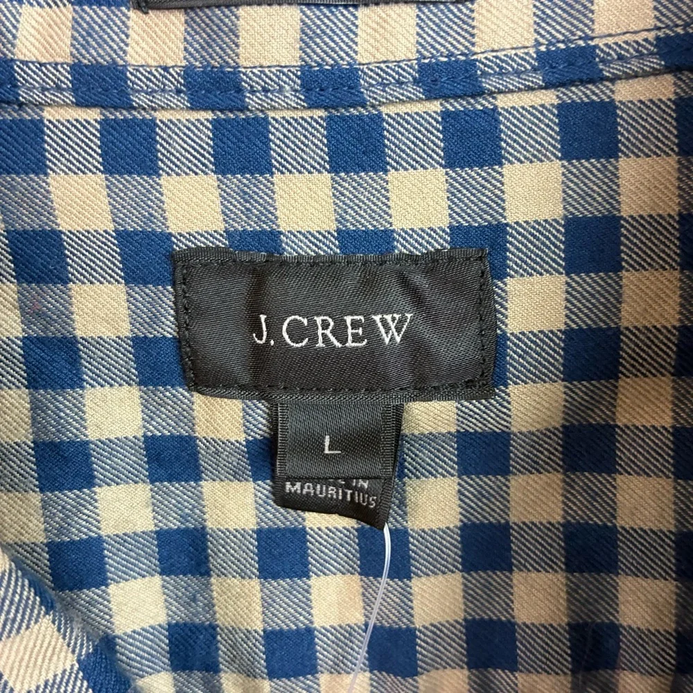 J. Crew NWT Gingham Khaki & Blue Checked Shirt